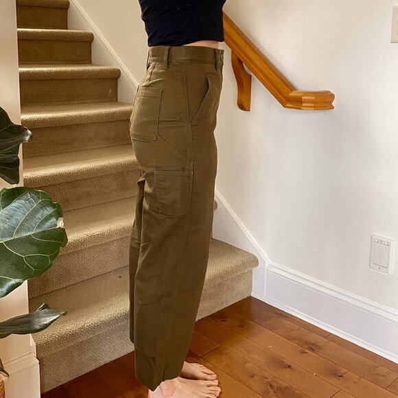 Oak & Fort army green/brown cropped cargo pants - Picture 3 of 4
